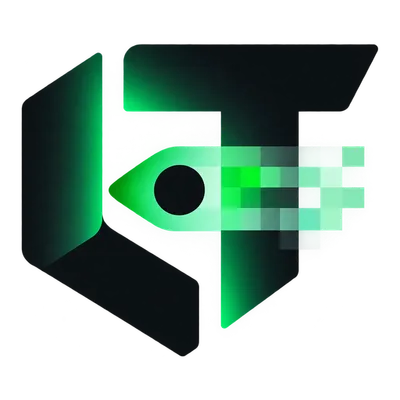The Latet mark, an L and a T around an eye whose gaze breaks into pixels